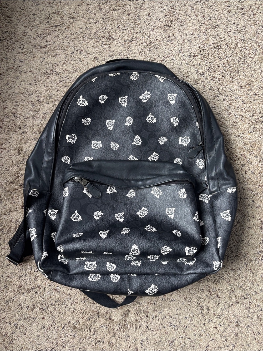 Coach Black Floral Pattern Men's Backpack